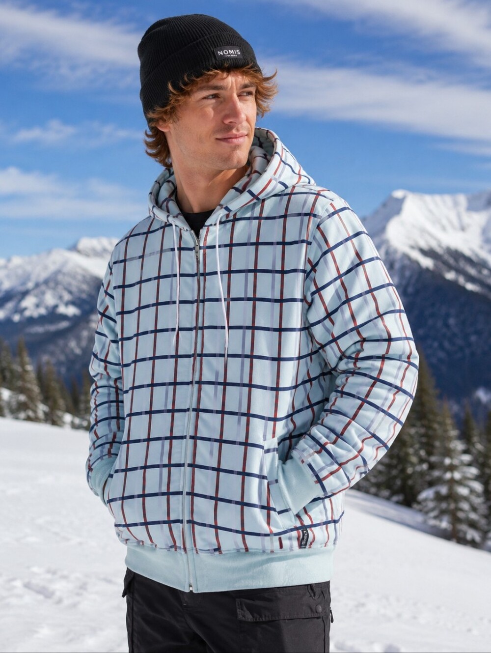 Vtg Nomis Plaid Hoodie Simon Chamberlin Sz Lg Snowboarding Jacket Y2K Streetwear